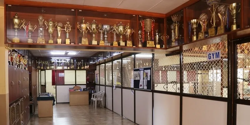Sports room displayed with trophy