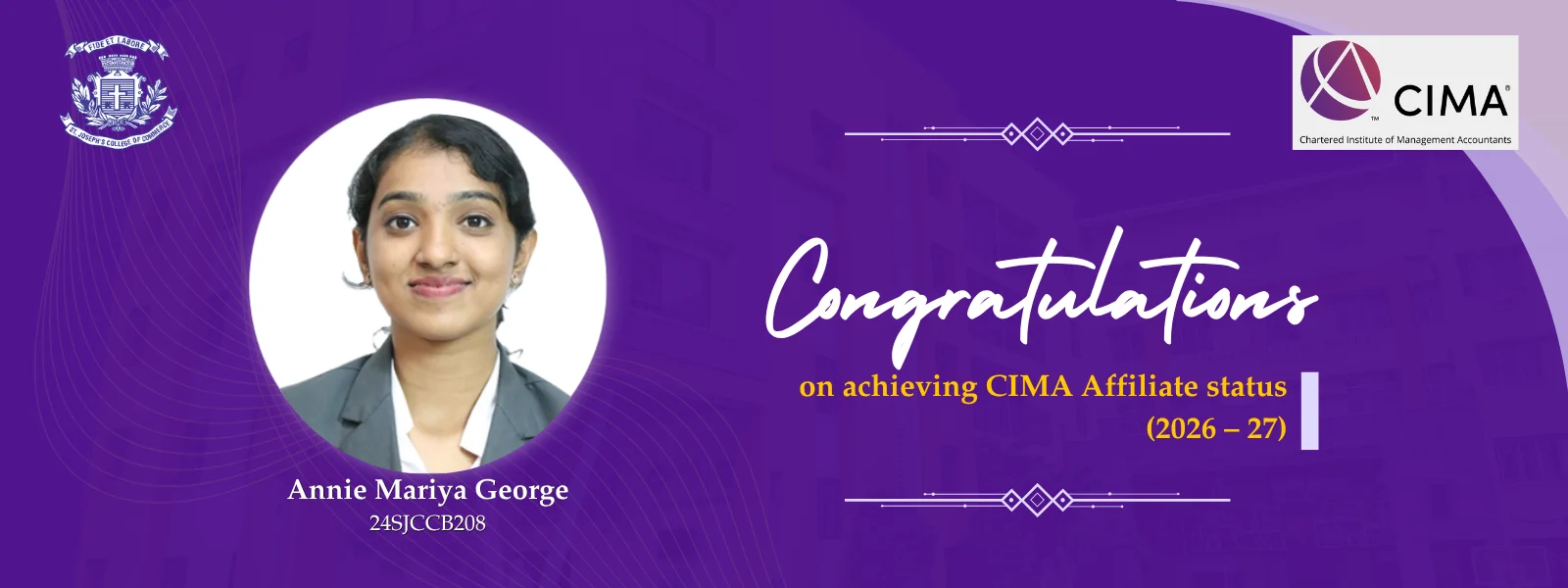 CIMA Affiliate 2026–27: Annie Mariya George (24SJCCB208)